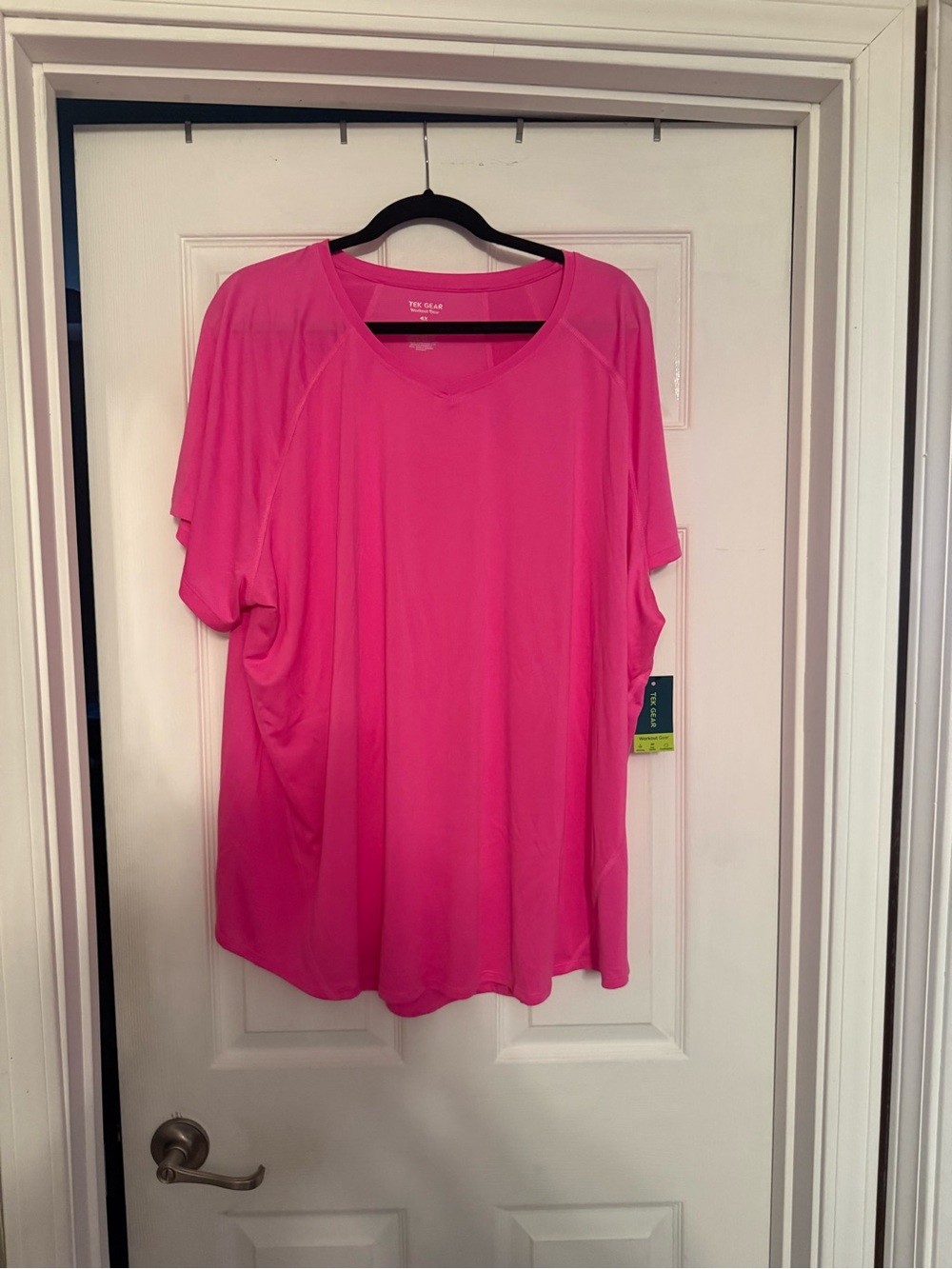 tek gear Women's Short Sleeve V-Neck Active Top in Hot Pink